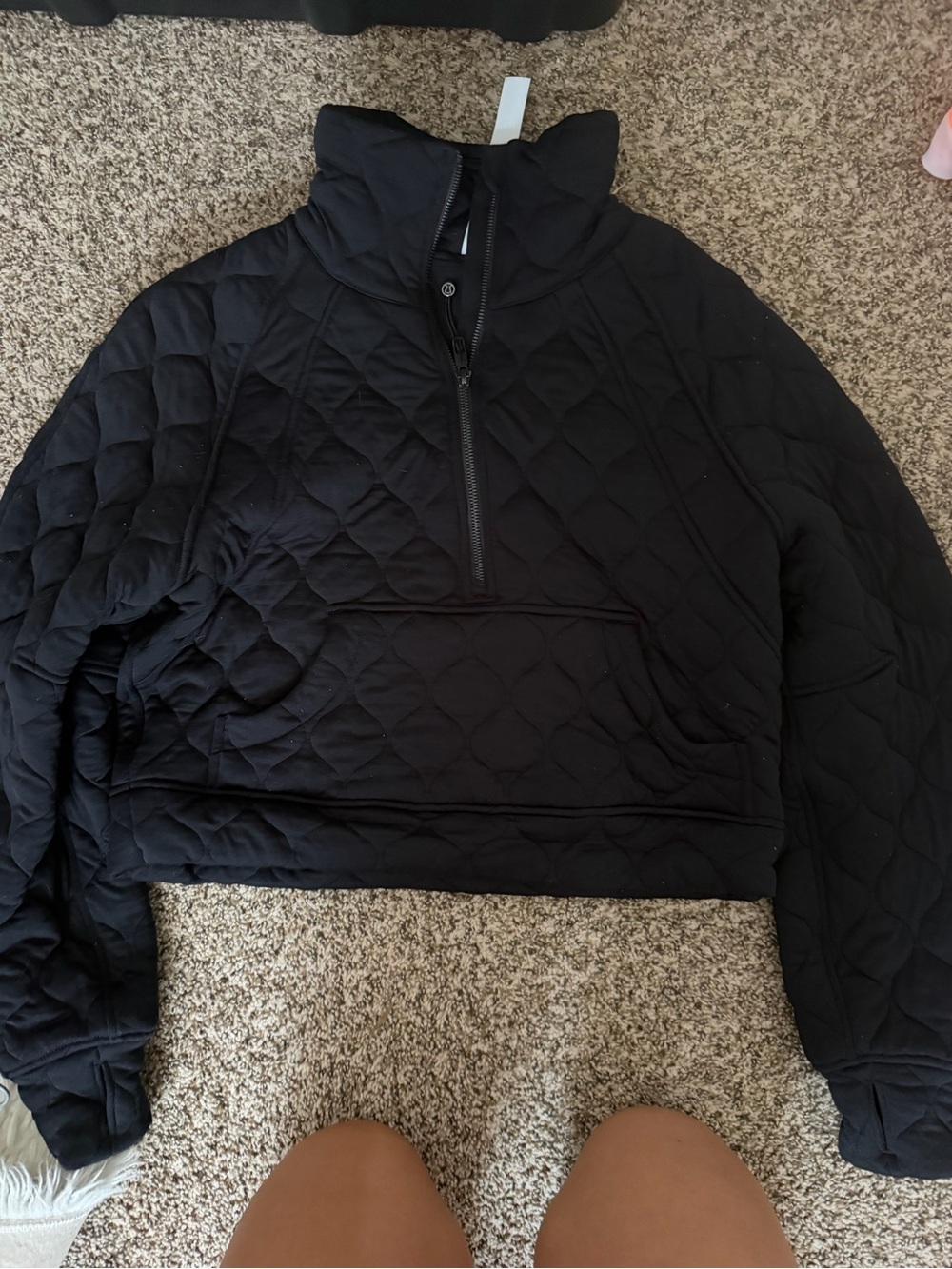 lululemon athletica Black Quilted Half-Zip Pullover